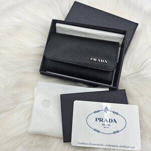 Prada Black Saffiano Leather Keycase